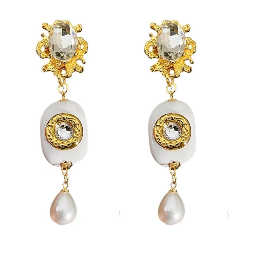 Statement white drop earrings A316
